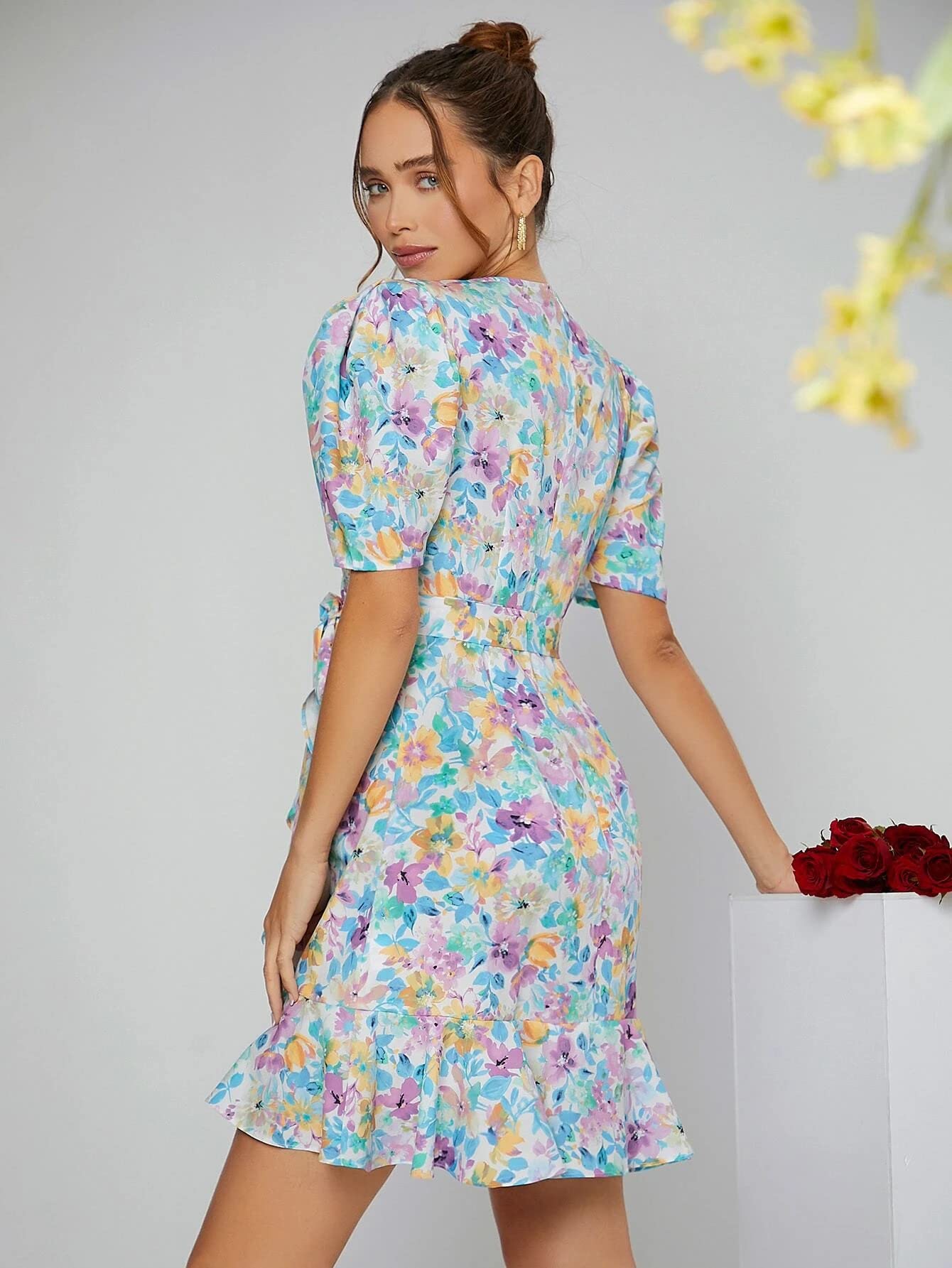 Dhruvi Trendz Womens Rayon Women Western Dresses Regular Fit A-Line (Dt-Wd-1033_Multicolor_S)