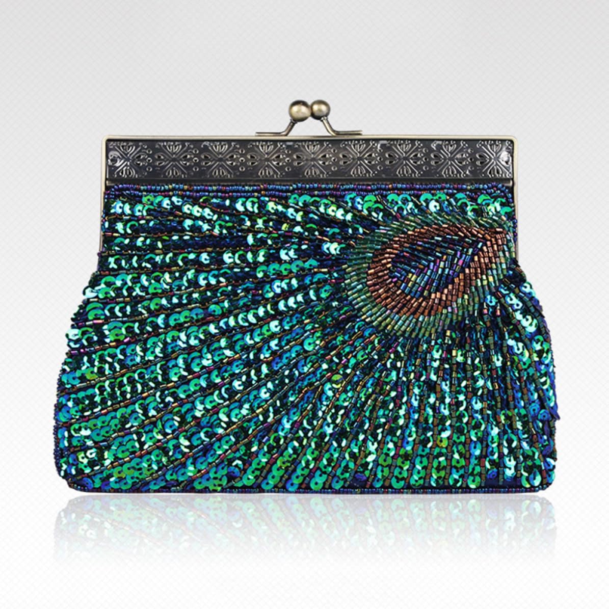 Alipis Azul Bolso de Noche Lentejuelas Retro Tipo Clutch para Mujer