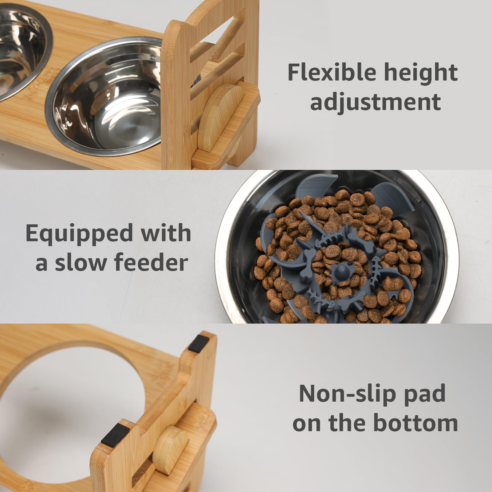 RLAVBL Comedero Elevado Ajustable para Perros de 6 Alturas, con 2 Cuencos de Acero Inoxidable y Comedero Antivoracidad, para Perros Pequeños