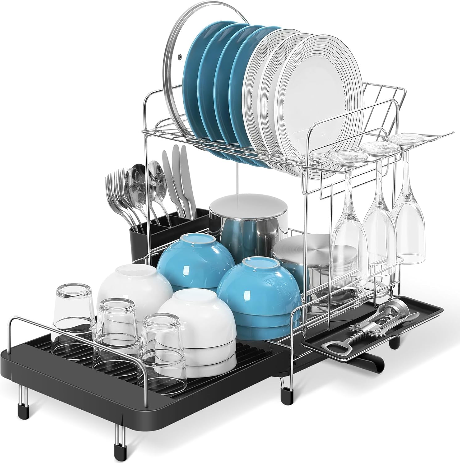 TOOLF Dish Drying Rack, Expandable Dish Rack, 2Tier Dish