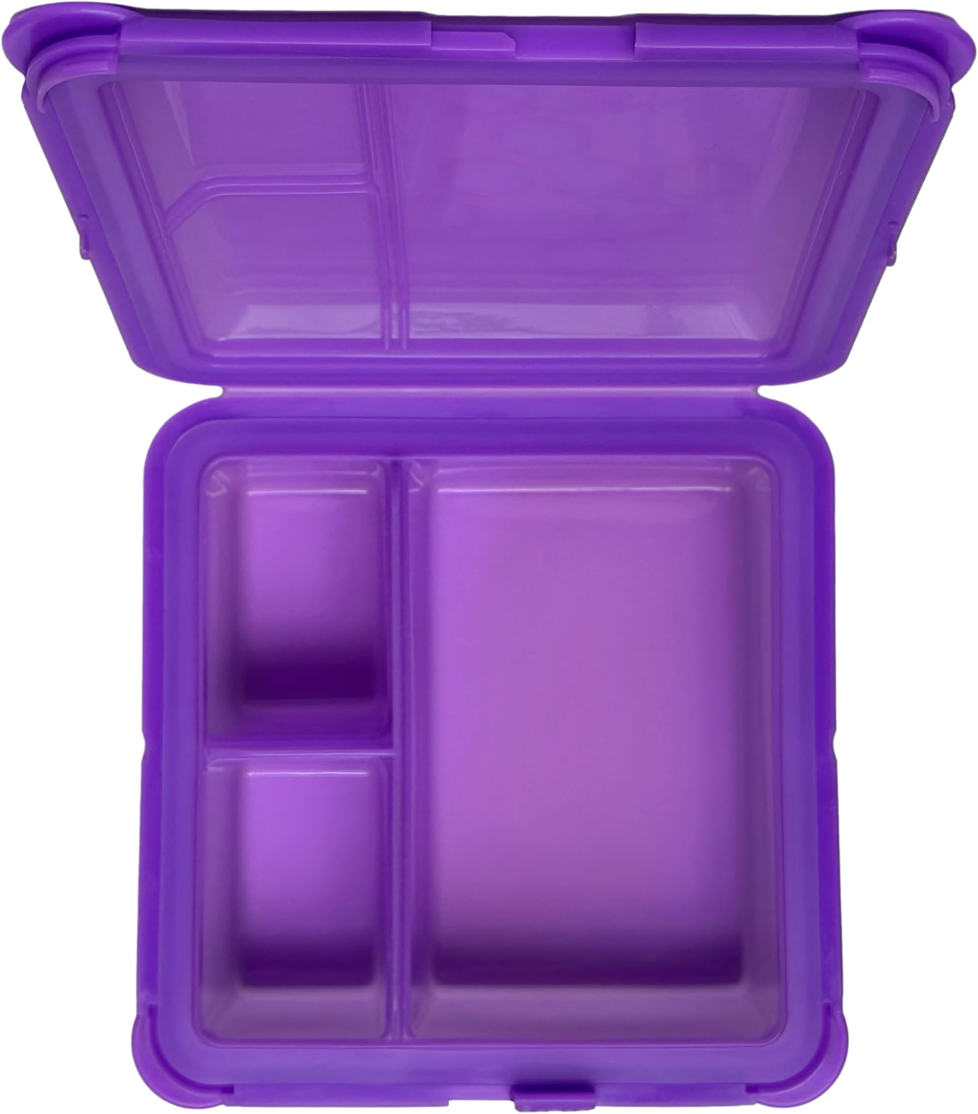 SoftShell Luncher Reusable Silicone Food Storage Container with Connected Clamshell Lid, Bento Style, Easy to Clean, Snaps Closed, Microwave, Freezer & Dishwasher Safe (Grape)
