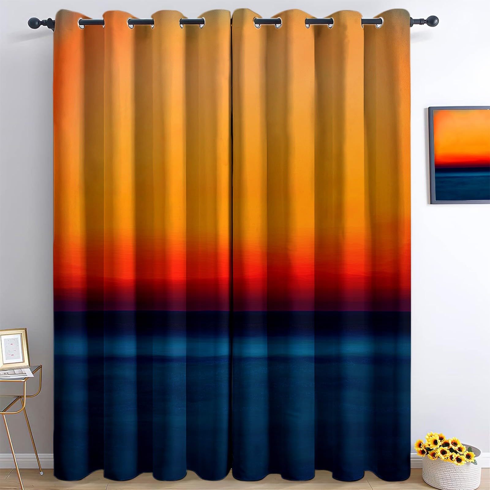 Rideaux occultants orange pour salon et chambre ambiance coucher de soleil