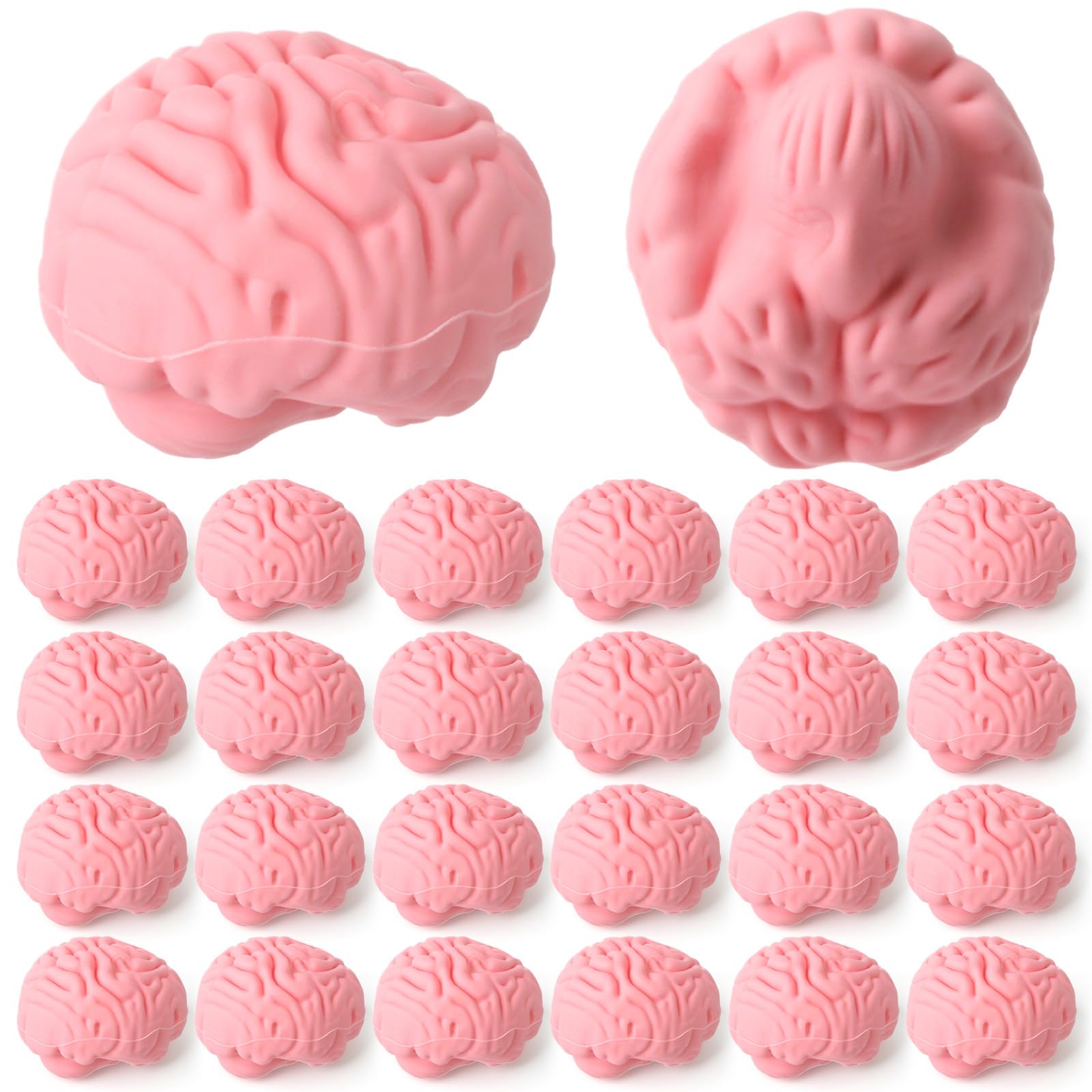 Gilprop 24 Pcs Brain Shaped Erasers Bulk, 1 Inch Mini Halloween Erasers Halloween Party Favors Fun Classroom Supplies Cute Novelty Gifts for Students Teacher Must Haves (Pink)