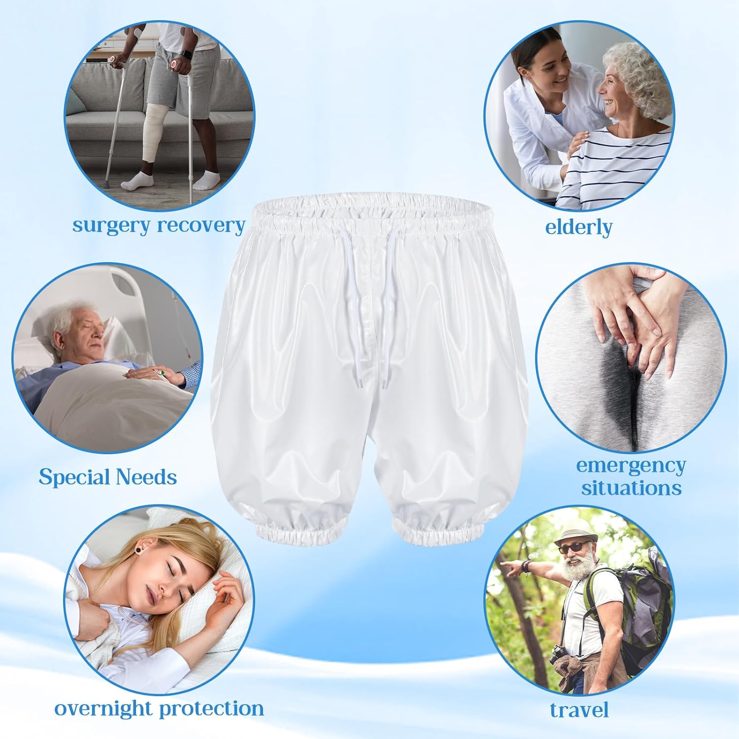 Nuanchu 2 Pcs Unisex Washable Adult Diaper Cover Reusable Leakproof Incontinence Underpants for Incontinence Supplies(M Size) - Image 5
