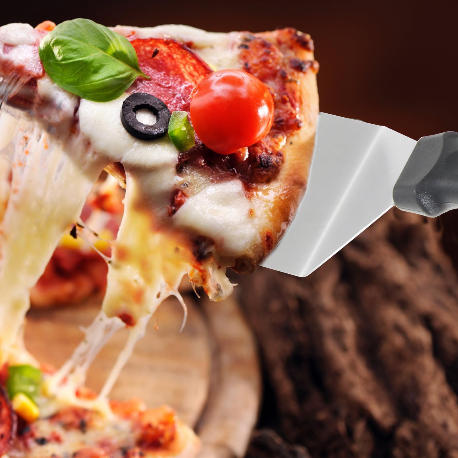 DOITOOL Pala per Pizza Design Perforato e Manico Scorrevole in Inossidabile Set 5 Utensile da Cucina per Pizza e Torte da