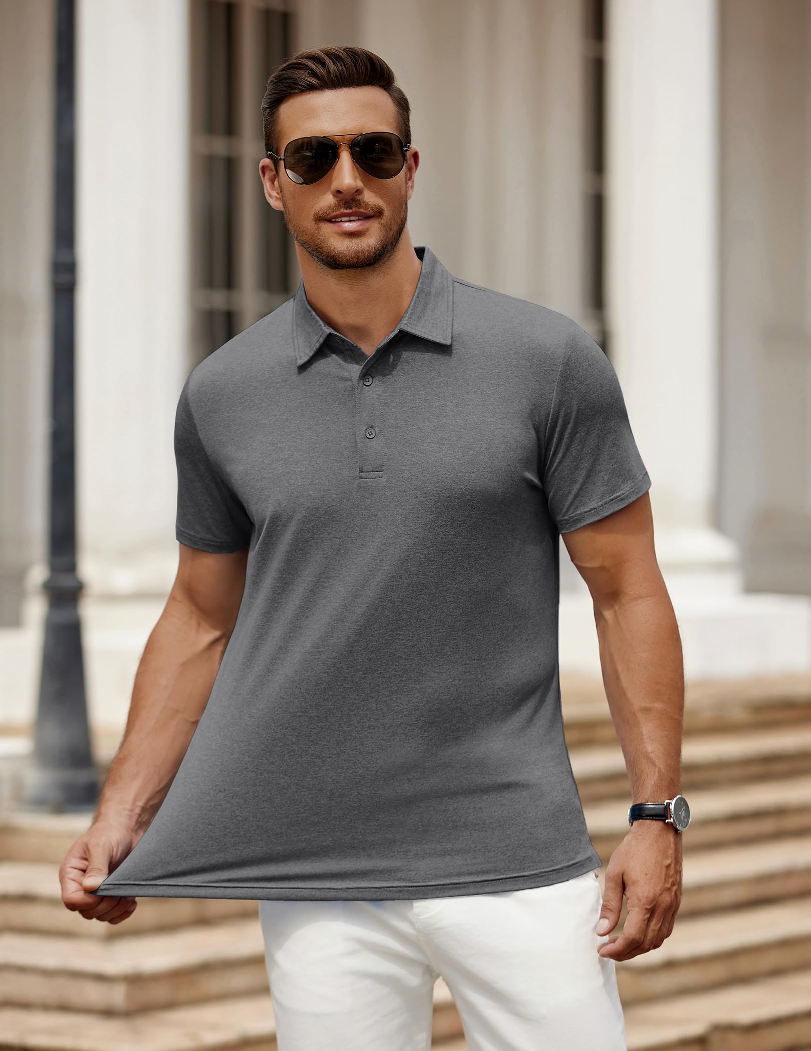 COOFANDY Polo de manga corta para hombre, transpirable, de secado rápido, camiseta técnica deportiva básica