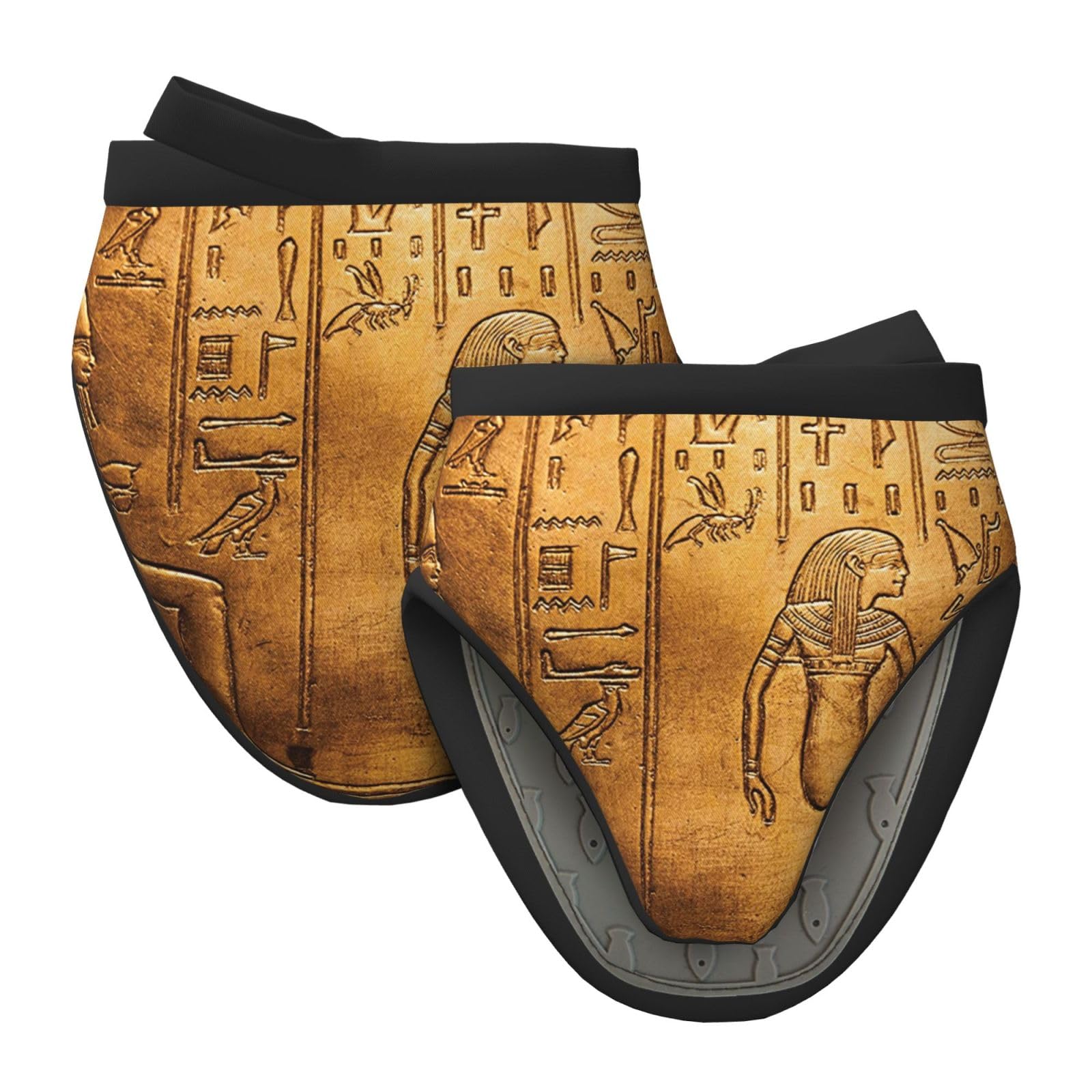 Silicone Oven Mitts, Heat and Slip Resistant Kitchen Mittens 2-Pack Set, Egyptian Collection Egyptian Ancient Art Short Soft Oven Gloves