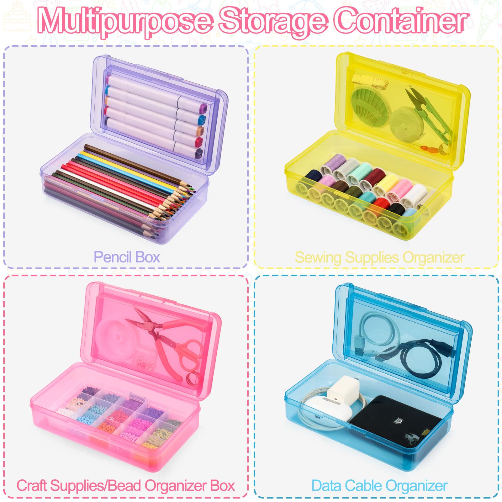 Meiikun Boîte à crayons 2 compartiments, grande capacité, boîte à crayons multicolore, trousse à crayons esthétique pour l'école, le bureau, les enfants, garçons et filles, Bleu + rose + jaune +