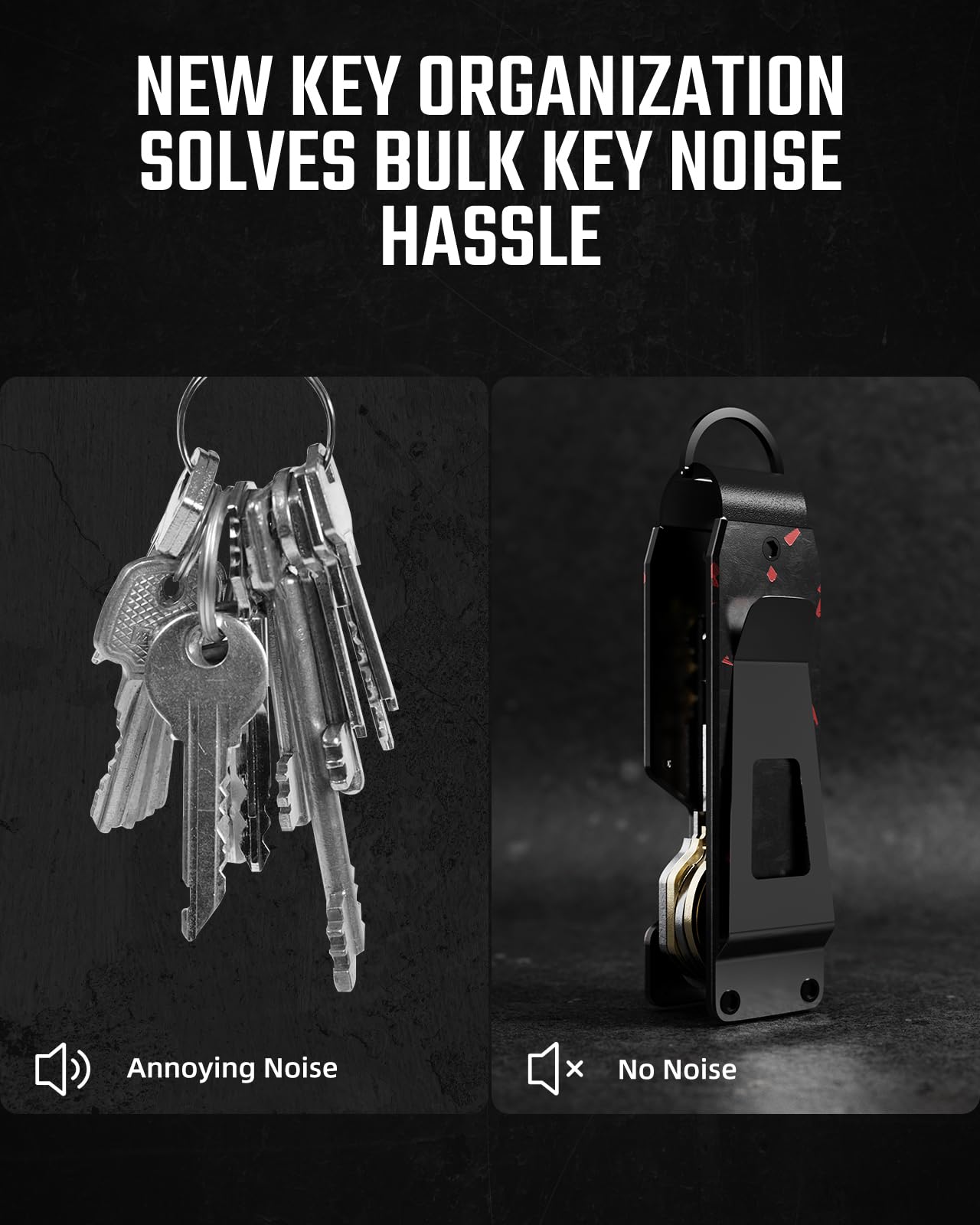 Organizer na klucze kompaktowy uchwyt na klucze metalowy breloczek minimalistyczny uchwyt na klucze do breloka zabezpiecza 1-5 kluczy, kuty żar, jeden rozmiar