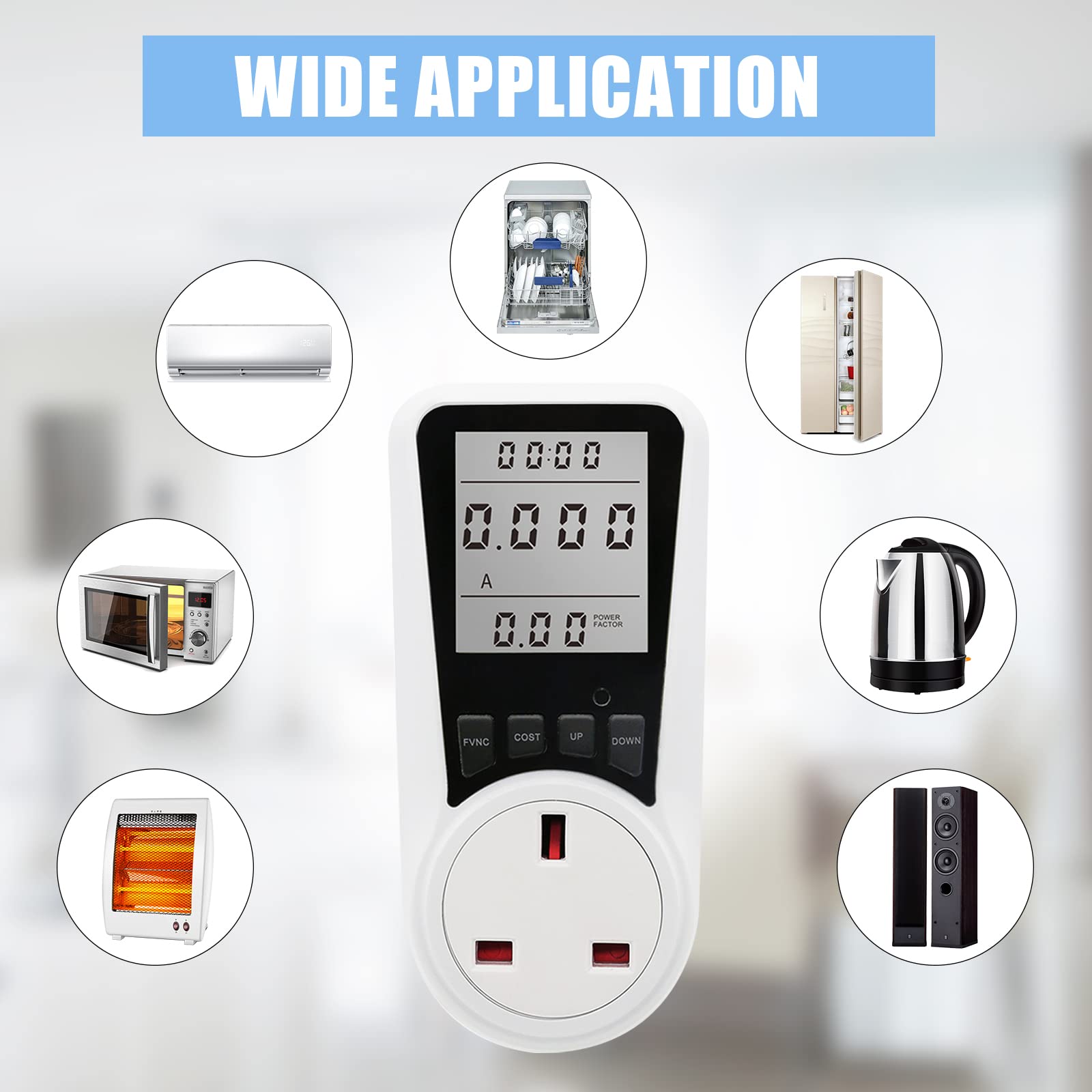 Buy UK Plug Power Meter 2 Pack, Watforsh Electricity Usage Monitor LCD