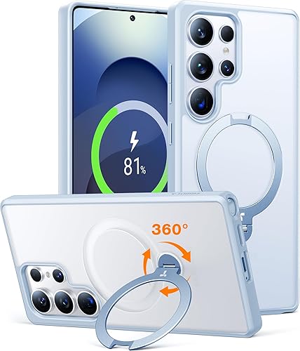 Vista 20 de TORRAS Soporte Magnético Giratorio de 360° para Funda Samsung Galaxy S24 Ultra, Compatible con Magsafe, Resistente a Golpes de Grado Militar Funda