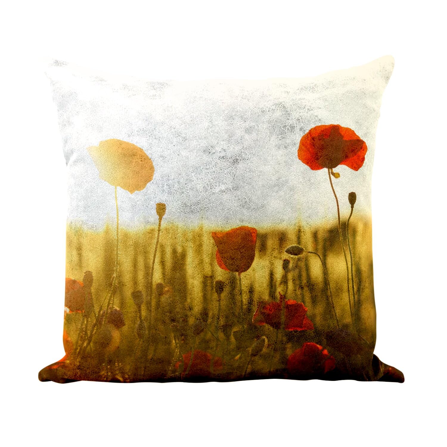 Coussin similicuir blanc de haute qualité motif fleurs d'été 40 x 40 cm