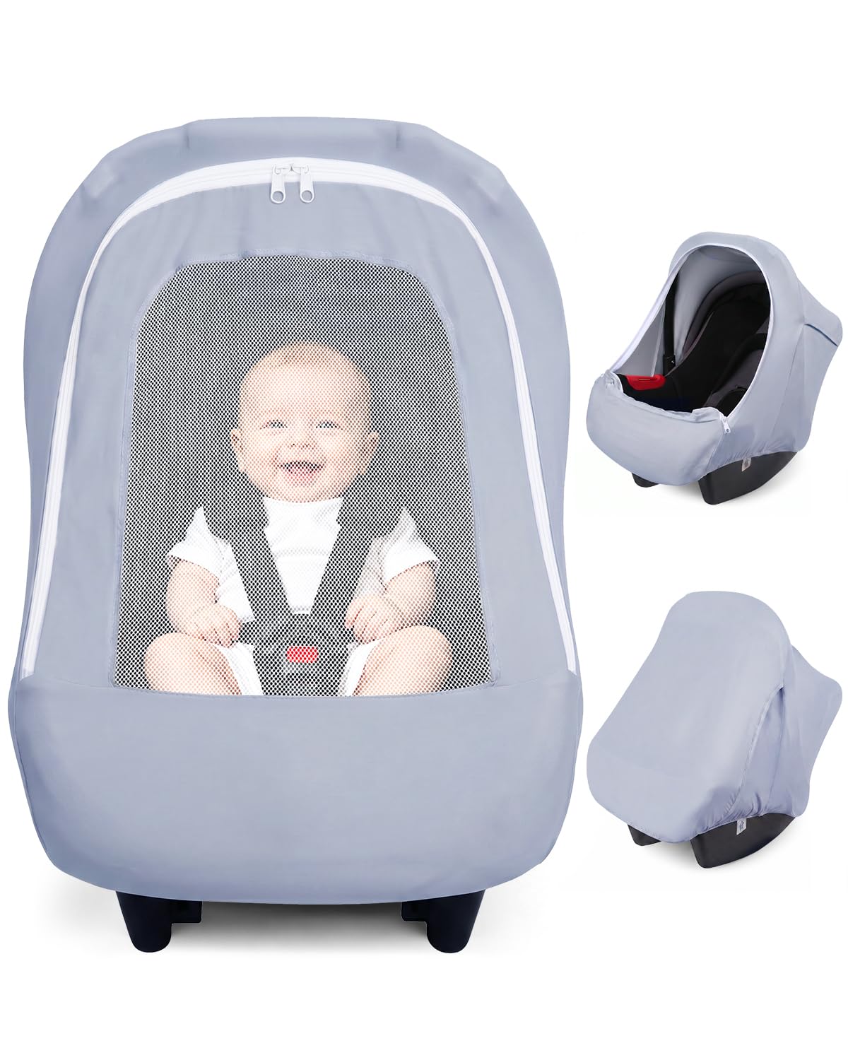 Metplus Baby Car Seat Cover with Mesh Window, Carseat Canopy for Girls Boys
