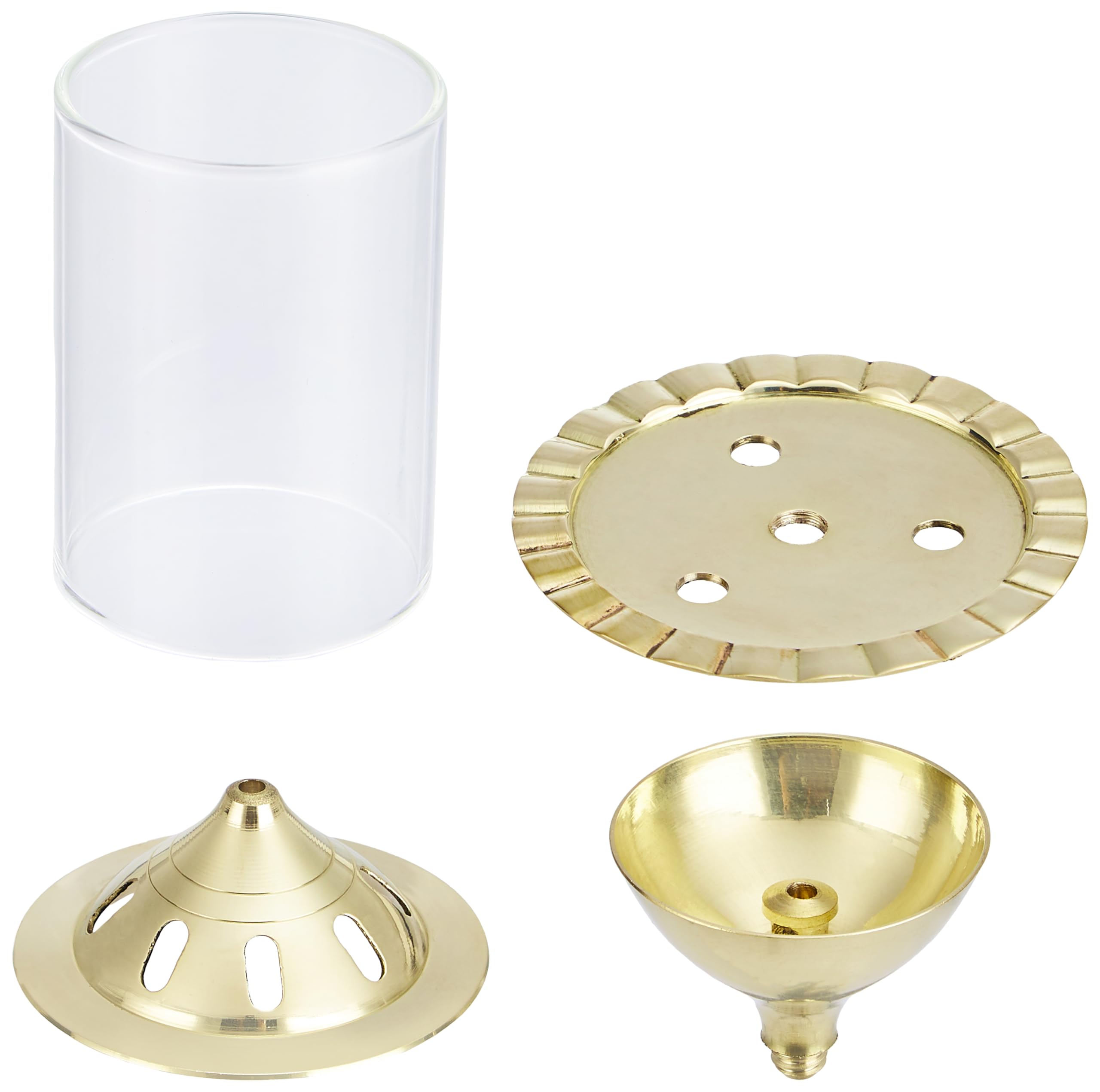 Amazon Brand - Solimo Akhand Diya/Oil Lamp with Glass Cover for Puja, Home Décor and Diwali, Brass (Small)