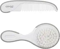Escova Macia Bebê Pente De Cabelo Infantil - Kit Cinza E Branco, Clingo, Cinza/Branco