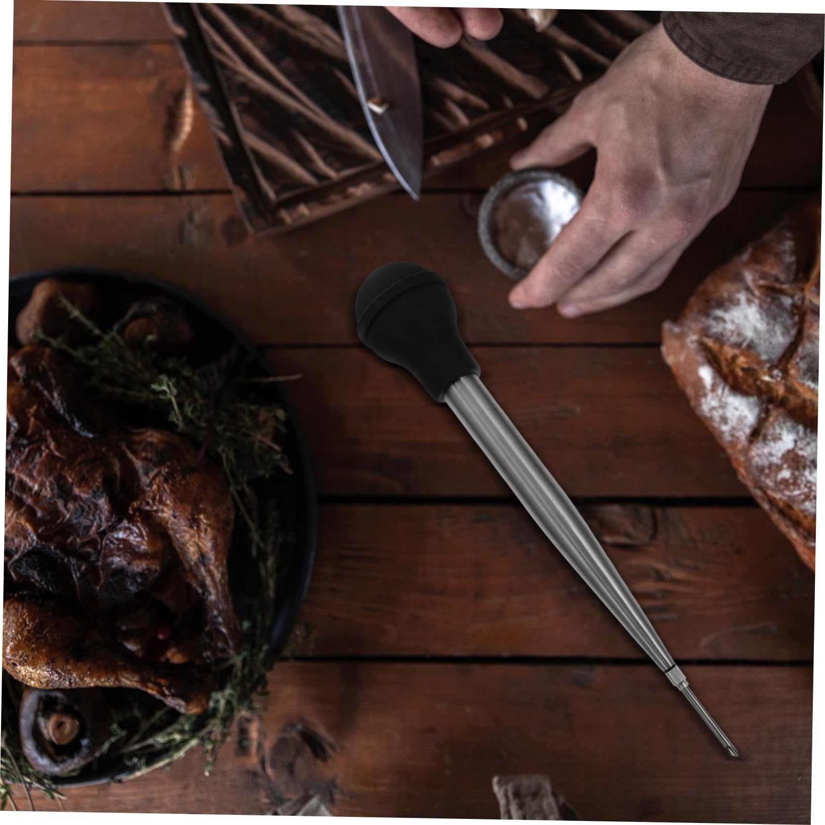FELTECHELECTR 1set Turkey Baster Needle Reusable Marinade Injector Tool for Meat Seasoning Food-grade Pump for Basting Turkey