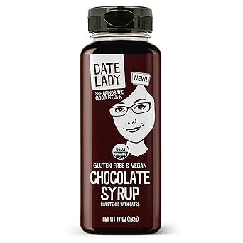 Date Lady Chocolate Syrup | Sweetened Only with Dates | Organic, Vegan, Kosher and Dairy Free | Drizzle on Ice Cream, Pour on Pancakes or Grab a Spoonful! | 1Squeeze Bottle 17oz