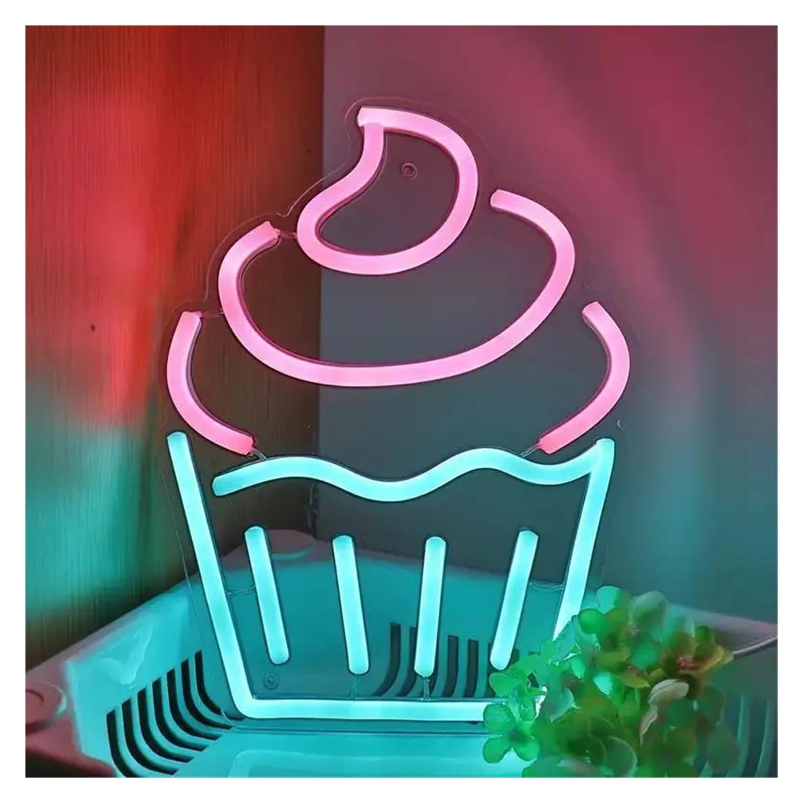LEMST Sign Lamp Cupcake Neon Sign, Suitable for Dessert Shops, Bakeries, Party Decorations and Home Furnishings 25x19cm