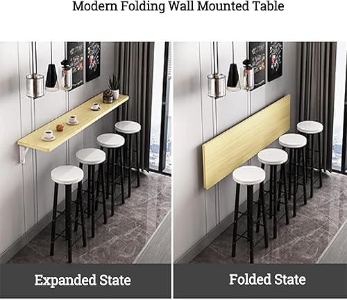 Miniatura 3 de Mesa plegable para montar en la pared, mesa de cocina de pared de madera y mesa de comedor, mesa de pared larga estrecha plegable, escritorio