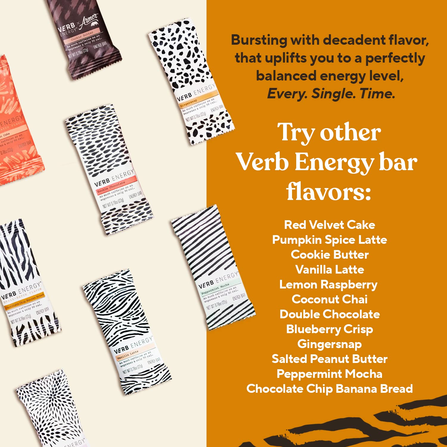 Buy Verb Variety Pack 15 Caffeinated Energy Bars in 3 Flavors 90