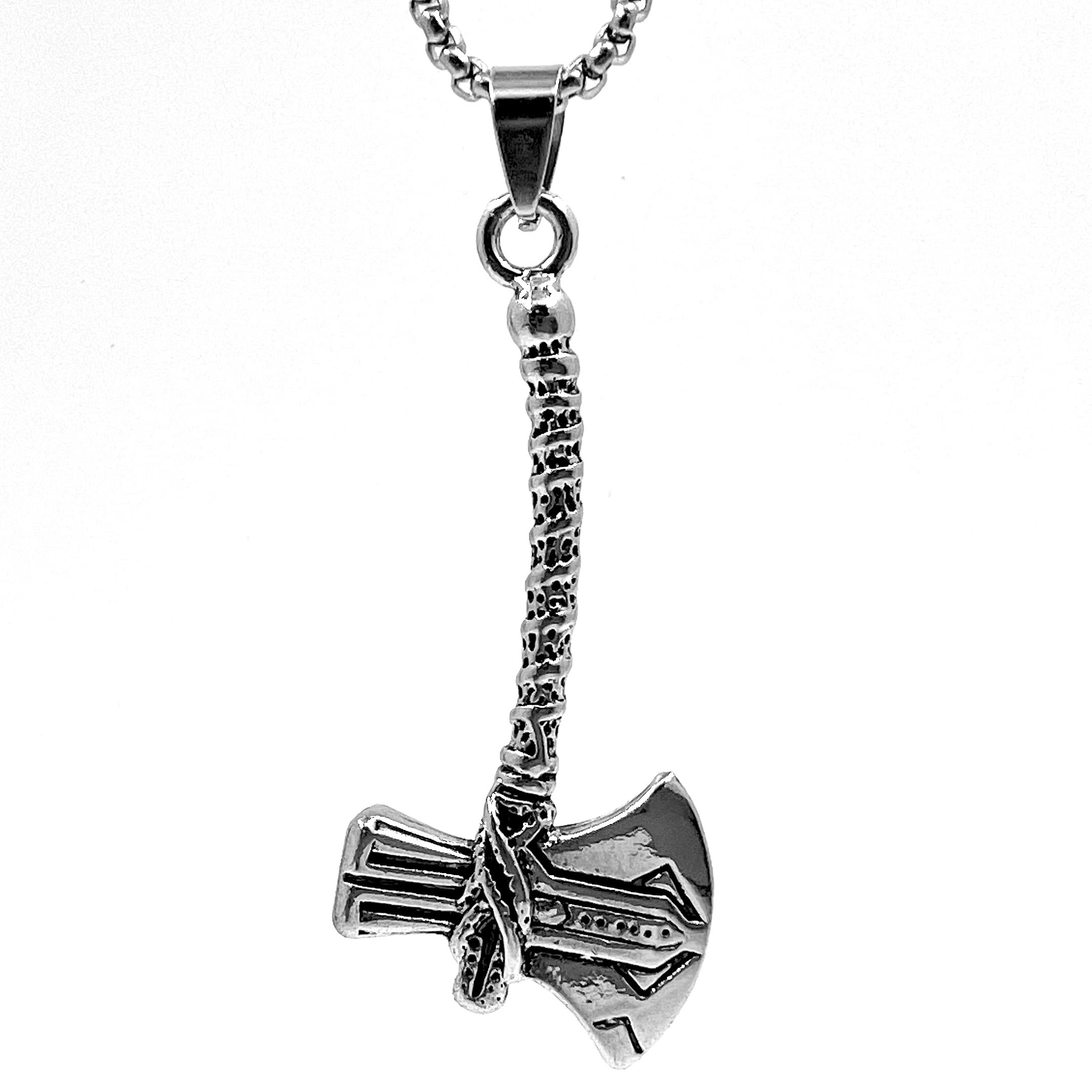 THE MEN THING CURVED AXE - Alloy Pendant with Stainless Steel 24inch Round Box Chain, Milan trending Style for Men & Boy (B0B7RPC617) Amazon Price History, Amazon Price Tracker
