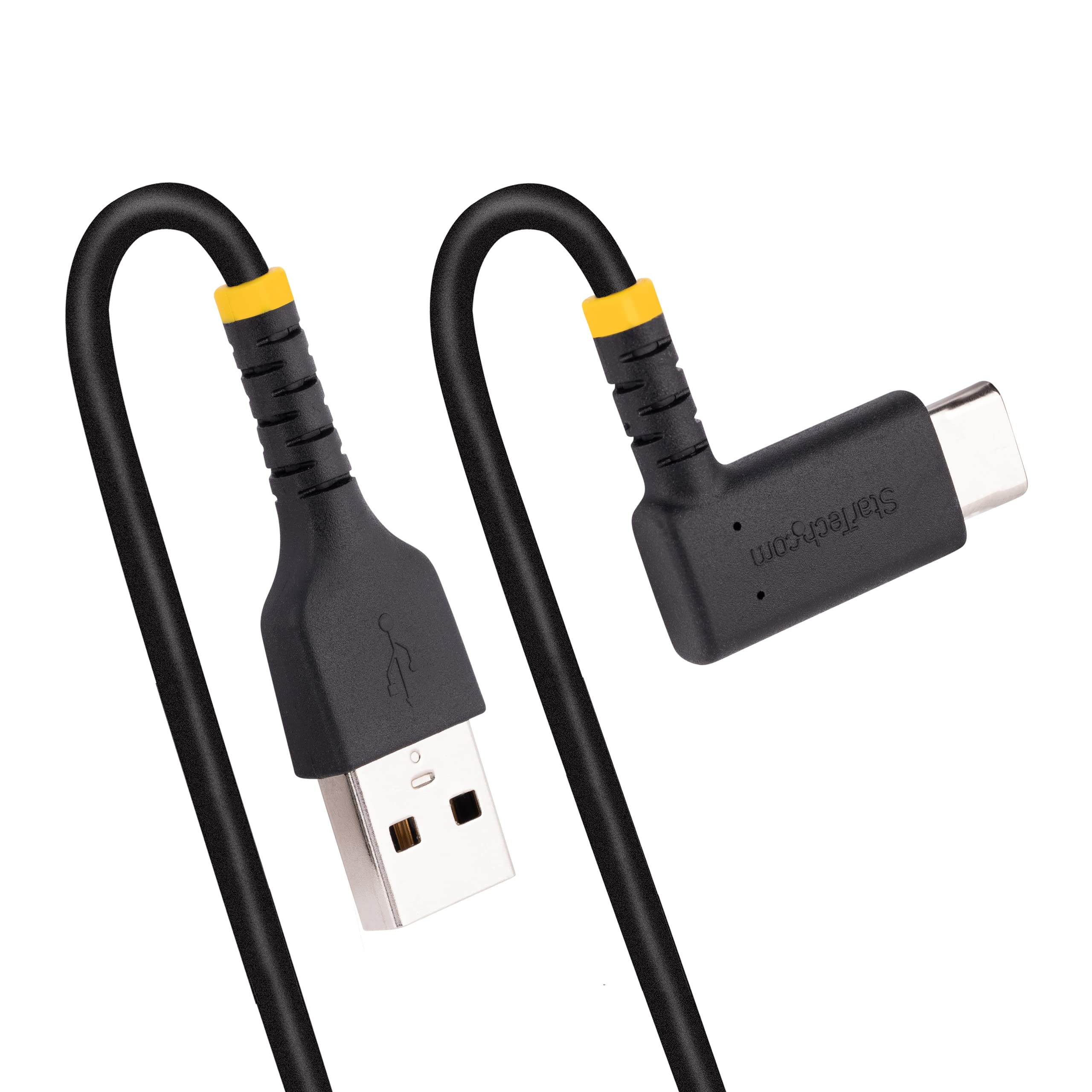 Cavo USB-A A USB-C A 90° 1m - Ricarica Veloce 3A - Fibra Aramidica Resistente - Nero Per Smartphone E Tablet