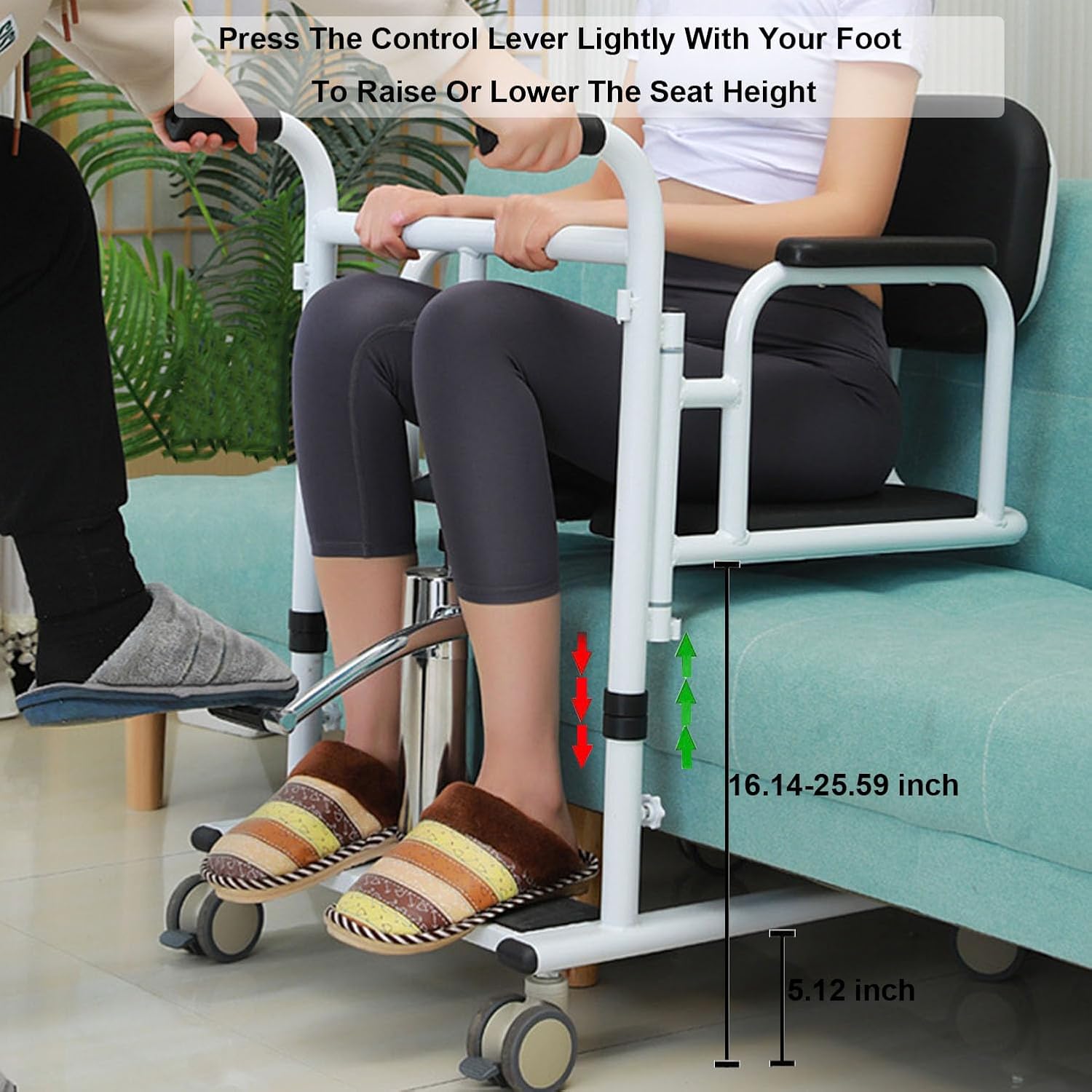 Adjusting the height of the patient lift chair