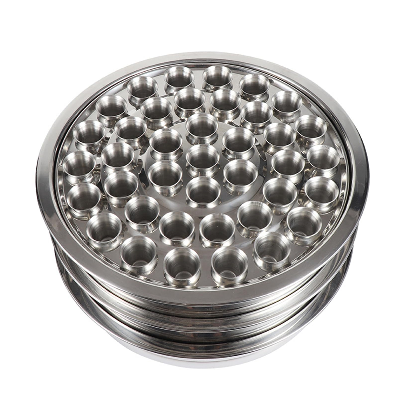 Pratico vassoio per comunione in acciaio inox 304 con coperchio per servizi religiosi 39 slot forniture stoviglie forniture lisce vassoio da portata