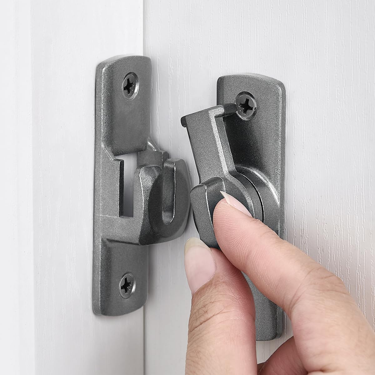 INIRET 2 Packs Grey Barn Door Latches,90/180 Degree Gate Lock,Aluminum Alloy Right Angle Door Lock Latch,Flip Gate Latches Hardware,Door Security Sliding Door Latch Lock fo Cabinets,Barn Door,Bathroom