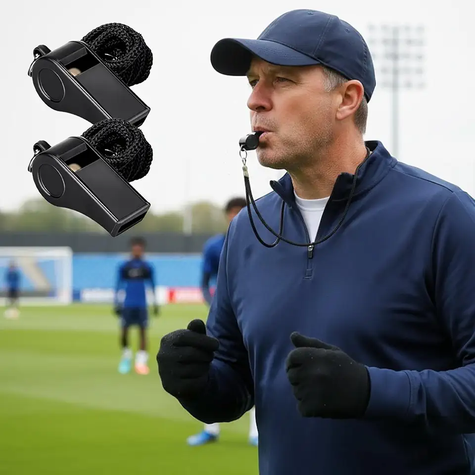 Esportes com cordões de apito para treinamento de árbitro alto para esportes ao ar livre, professores, instrutores, atletas, 2 peças