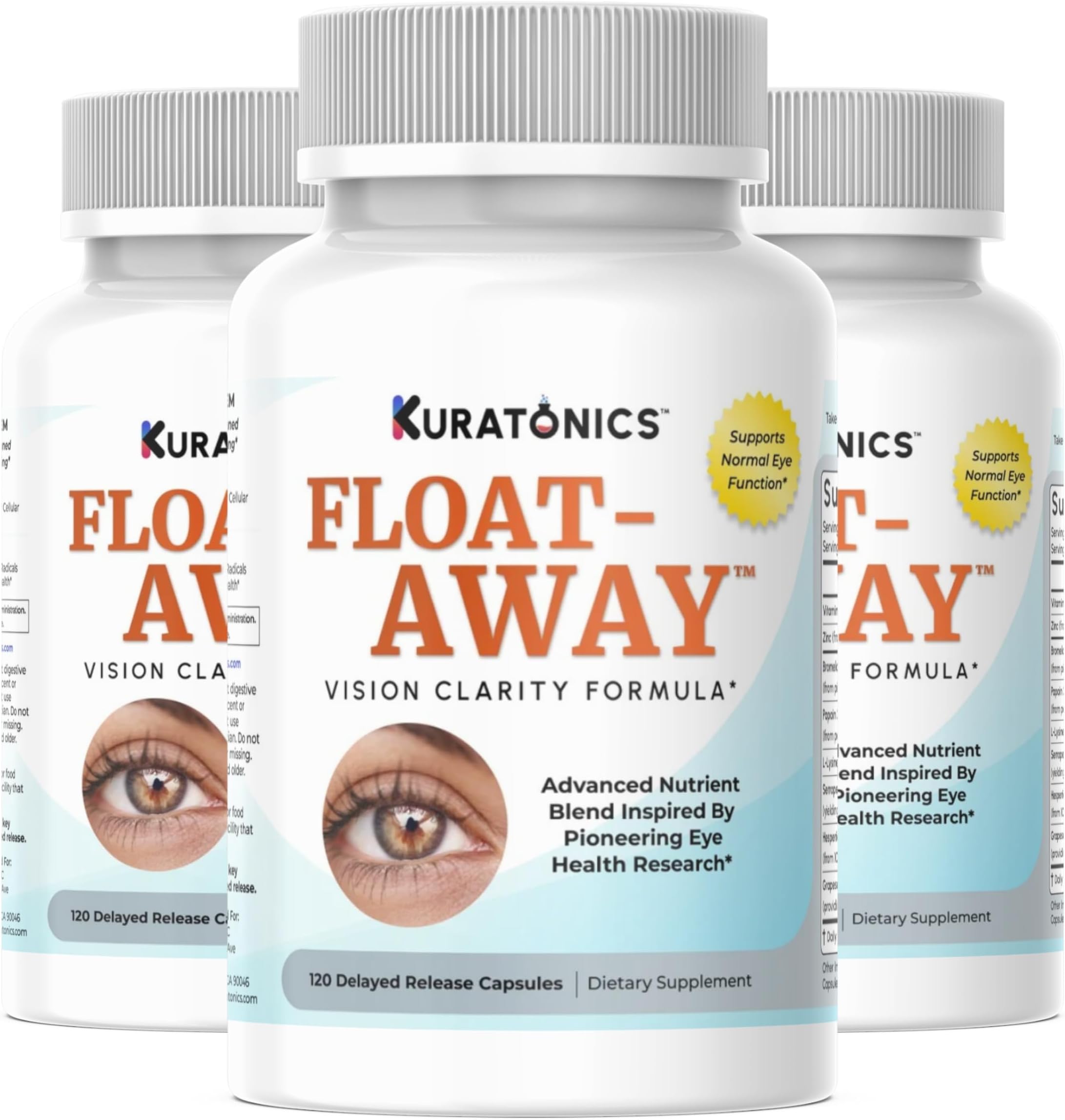 Float-Away: Vision Clarity Formula - Clinical Research Based Vision Support Supplement for Vitreous Issues. 360 Count (Pack of 3)