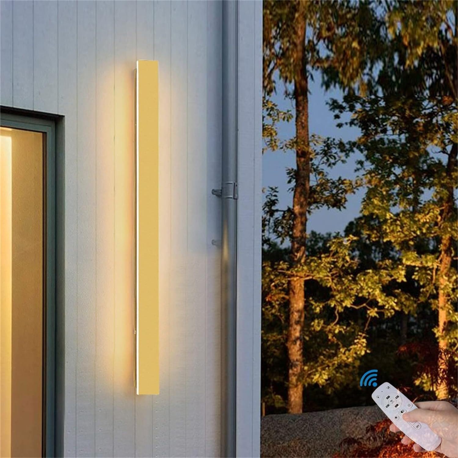 Applique murale LED extérieur d'intérieur dorée et dimmable avec télécommande - 8