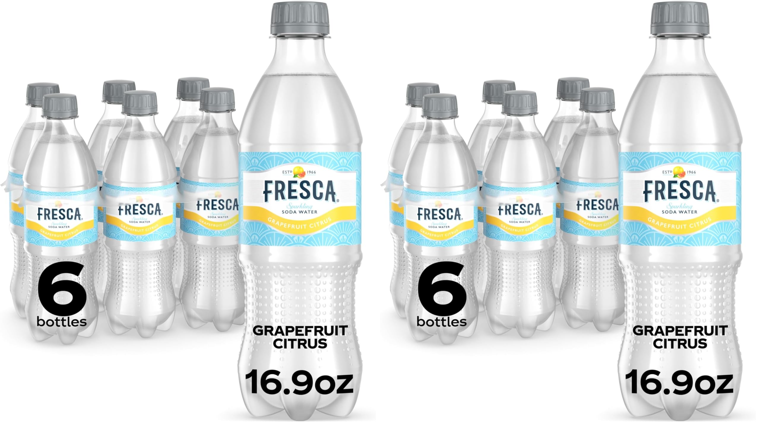 Fresca Grapefruit Citrus Sparkling Soda Water Bottles, 16.9 fl oz, 12 Pack