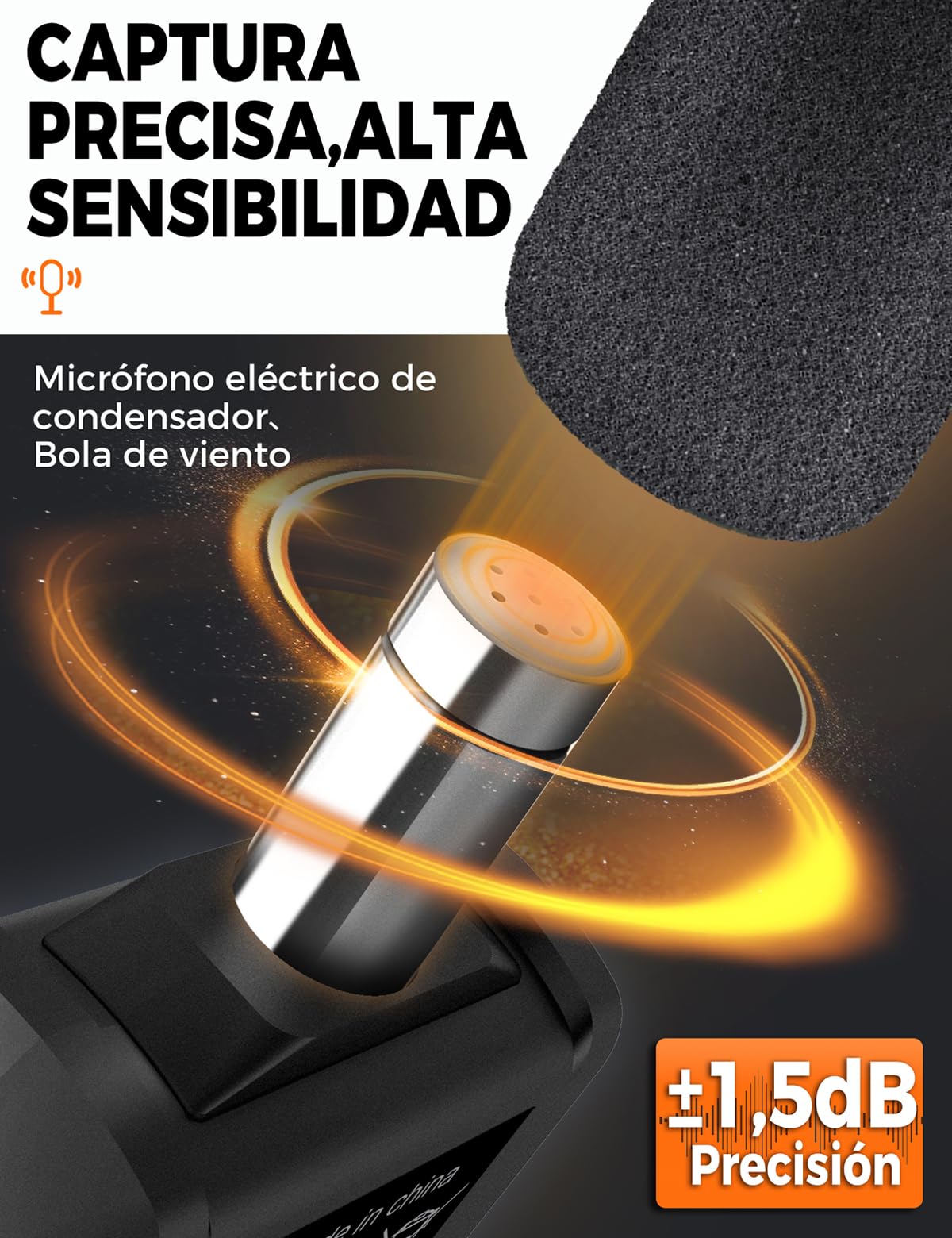 SL01 Sonometro - Medidor De Decibelios Profesional 30-130dB ±1.5dB, Pantalla LCD con Retroiluminación, Ponderación A/C, Respuesta Rápida/Lenta, para Vecinos Ruidosos, Hogar y Oficina