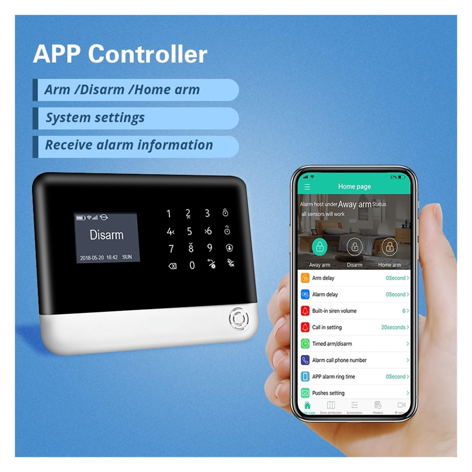 Sistema de Alarma H6 WiFi gsm, Sistema de Alarma de Seguridad for el hogar, Kit DIY de Alarma de Control de aplicación(H6-5)