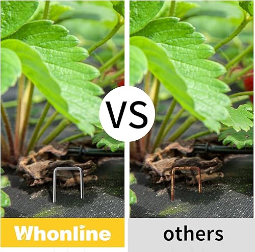 Miniatura 4 de Whonline 400 estacas de jardín galvanizadas de 6 pulgadas de calibre 11 en forma de U, estacas para valla de tierra, estacas de césped para