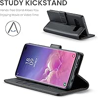 Vista 4 de Funda tipo cartera para Samsung Galaxy S10+/S10 Plus de 6.4 pulgadas, con bloqueo RFID, soporte para tarjetas de crédito, de piel sintética, función