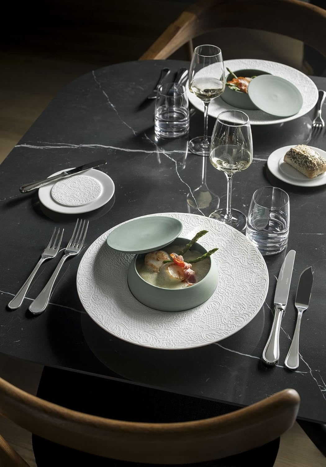 Degrenne Verlaine Mirror French Luxury Cutlery Set - 20 Piece Silverware Set for 4, Includes Forks, Spoons & Knives, Stainless Steel Flatware, Made in France, Dishwasher Safe