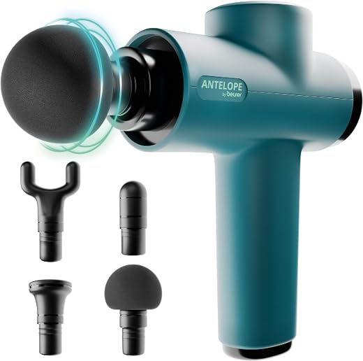 🚫 [CADUCADO] 🔥 Beurer Antelope BOOM Muscle Massage Gun, Compact Massage Gun with 4 Attachments, Relaxation and Regeneration, Powerful Trigger Point Massage, 5 Intensity Levels and Battery