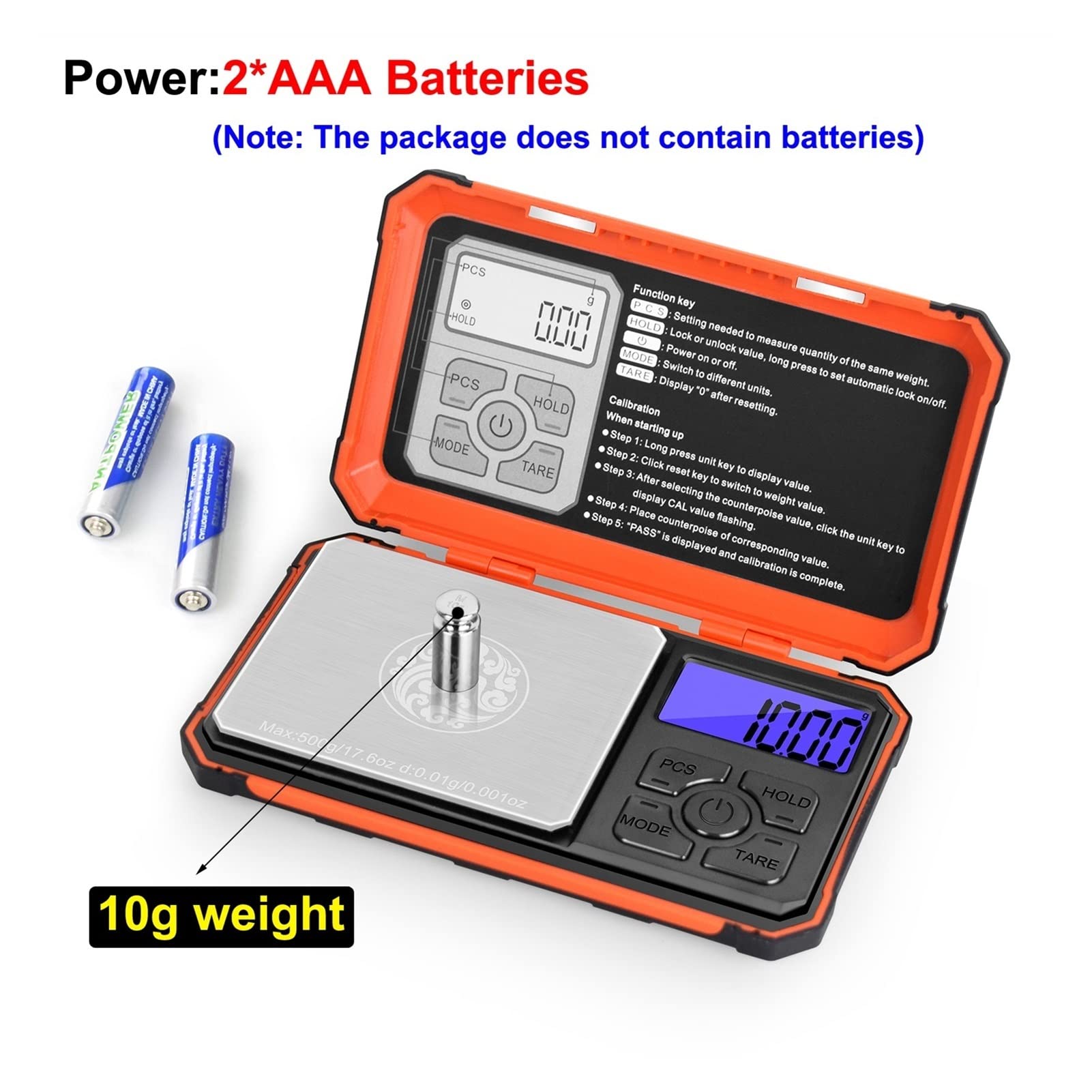 MRKU Báscula de Cocina, Herramienta de medición de balanza Profesional, minibáscula electrónica de precisión de 500 g, báscula portátil para Joyas de Oro de 0,01 g, Accesorios de Cocina