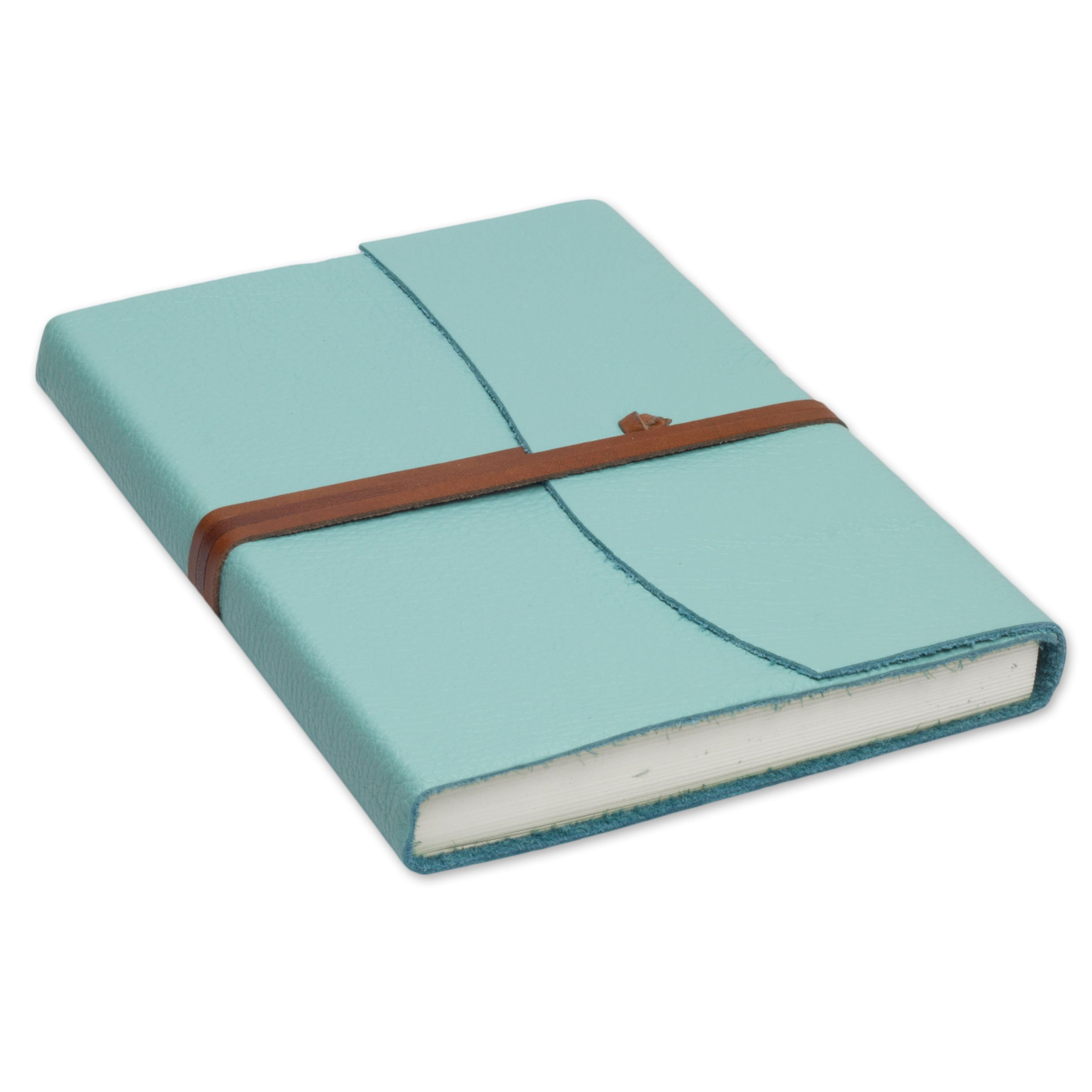 BELCRAFT Capri A5 mittelgroßes Notizbuch aus Leder, Handgearbeitet in klassischem Italienischem Stil, Geschenkschachtel inklusive, Tagebuch, Lederbuch A5 (15x21 cm) Aqua