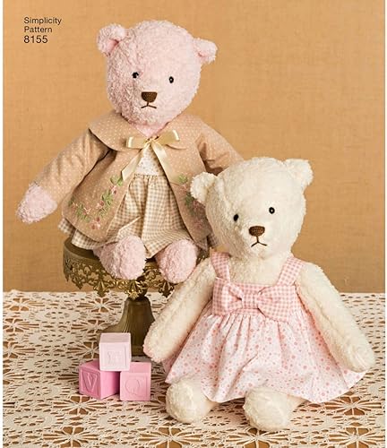 Miniatura 6 de Simplicity 8155 Haz tu propio oso de peluche con accesorios y patrón de costura de ropa, 6 piezas