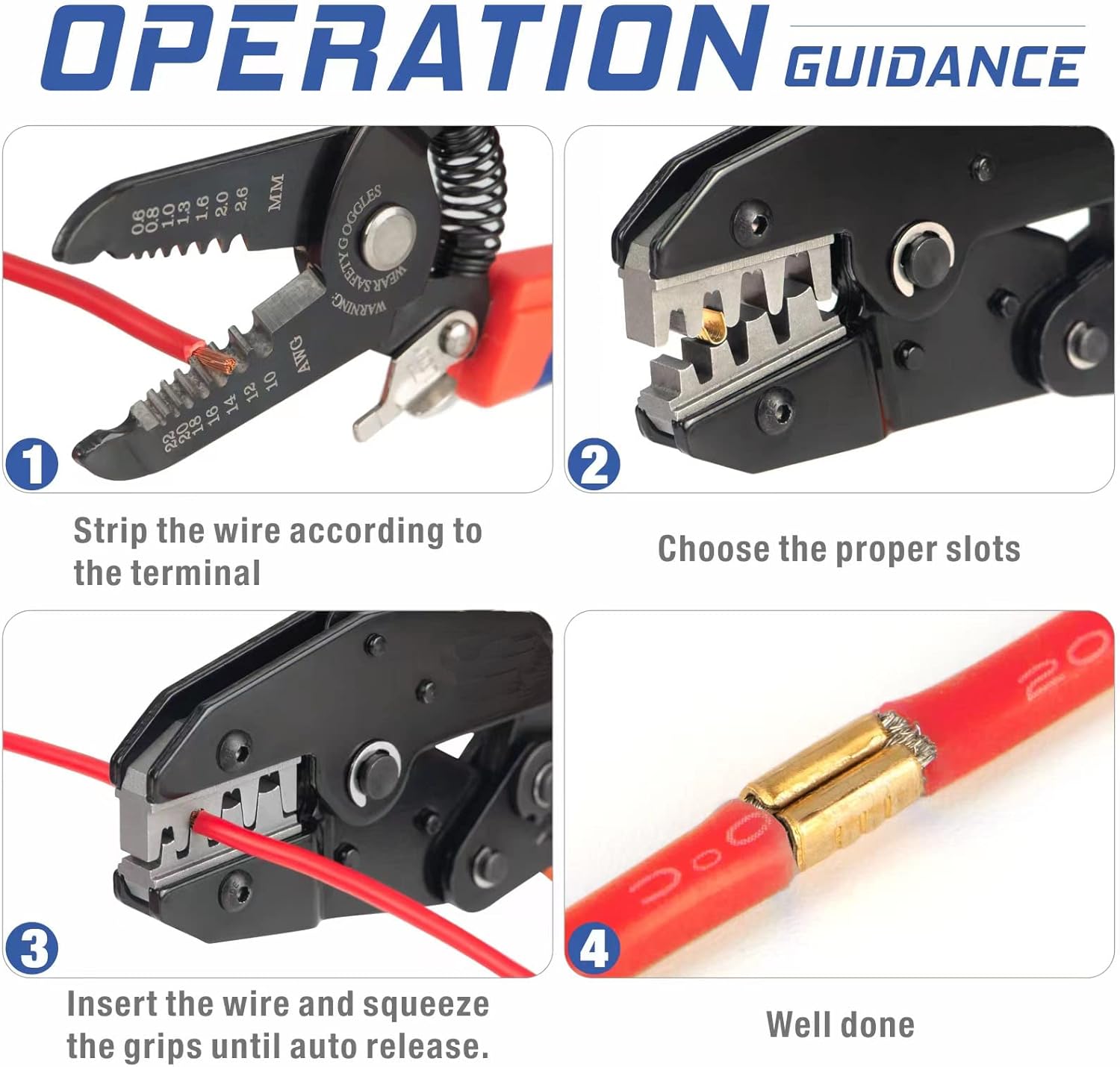 Non-Insulated Terminals Ratcheting Crimper Tool for U-Shape Copper Terminals WKS-0560B
