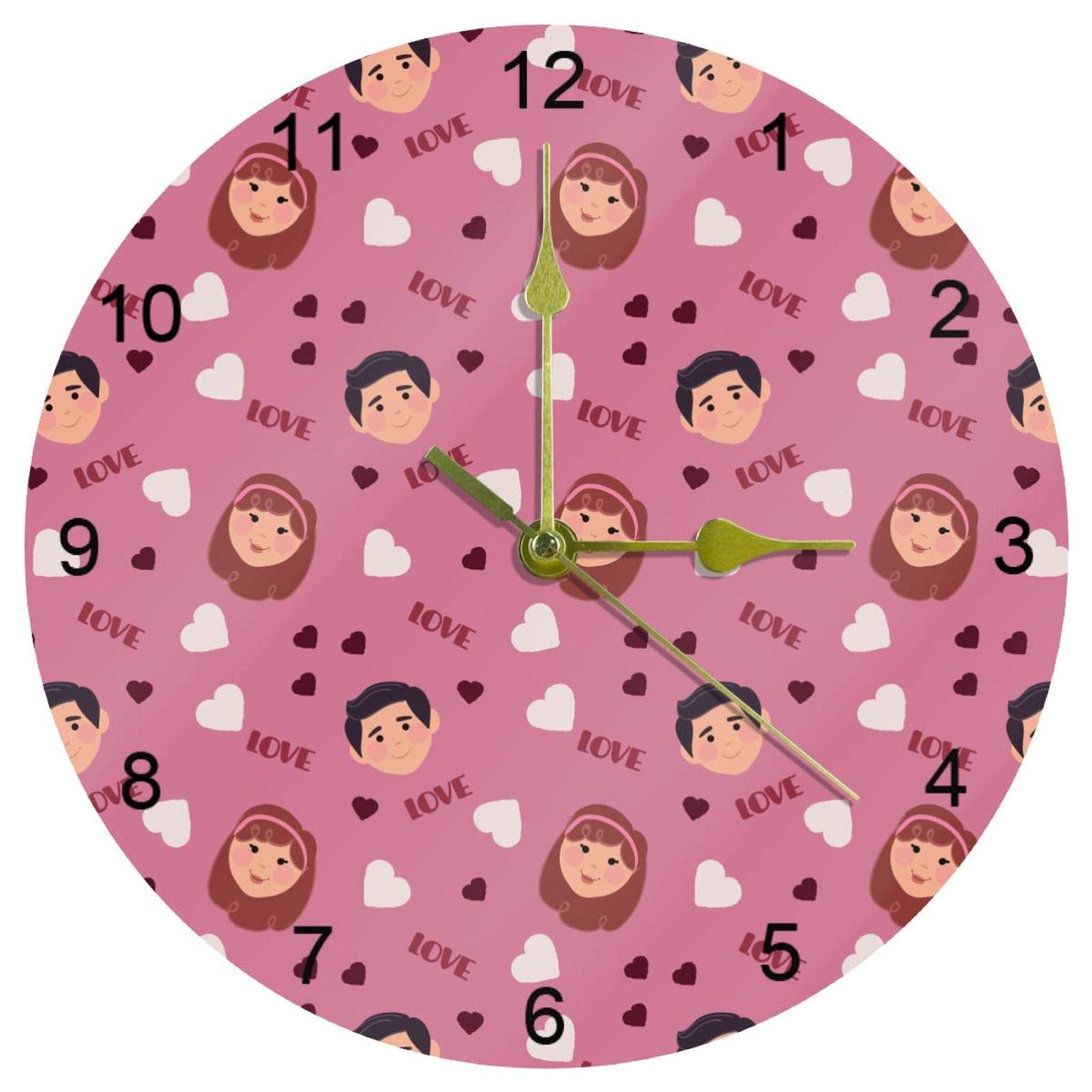 Horloge murale silencieuse rose pour d&eacute;corer la cuisine ou le bureau d'&eacute;cole