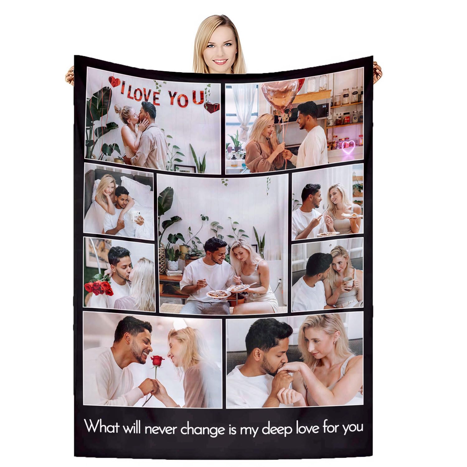 DSSHENGDS Custom Photo Blanket, Personalised Blanket, Gifts for Boyfriend, Girlfriend，Personalised Dad Gifts Idea for Dad from Daughter Son Kids, Best Dad Gifts-I-80 * 120CM — image 1