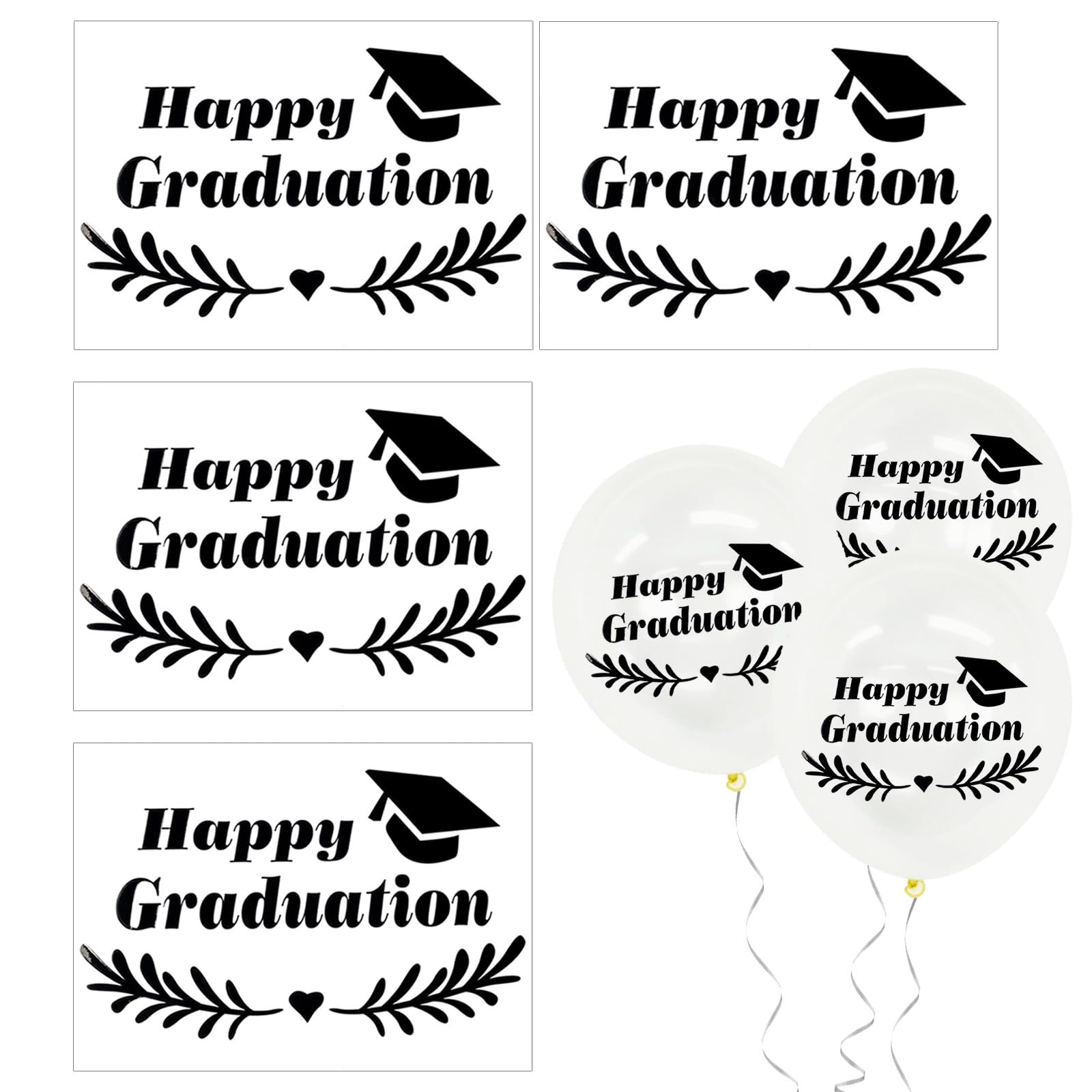 Totelux Happy Graduation Balloon Stickers Graduation Bobo Balloon Stickers Grad Cap Clear Balloons Decals for DIY Balloons Decoration Party Supplies