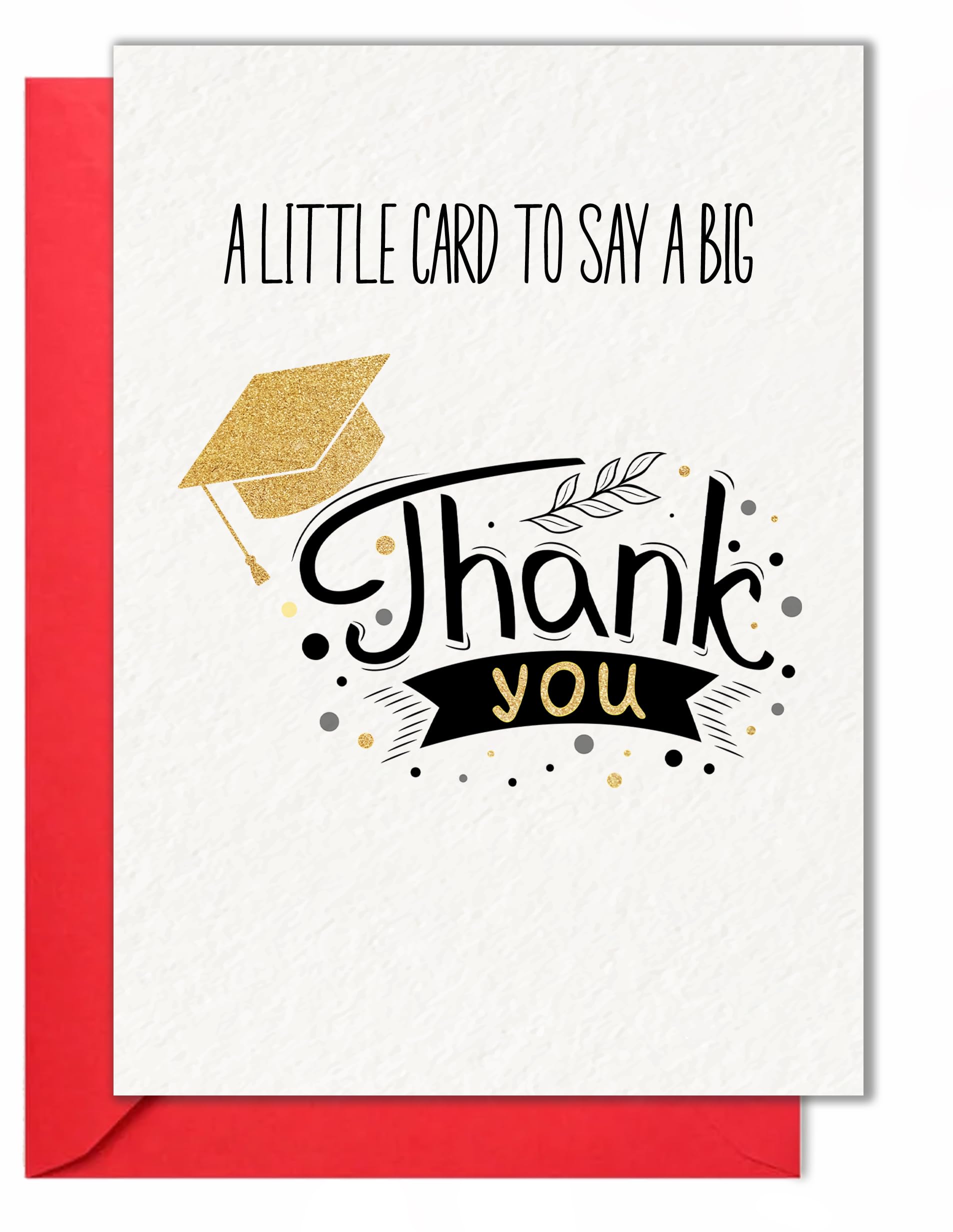 HOMEVAGE Graduation Thank You Cards with Envelopes - Thankful & Simple Gold Glitter Card - Folded 5"x7" Sing Card For Grad, High School, College, Nursing, Middle school, Kindergarten Gift