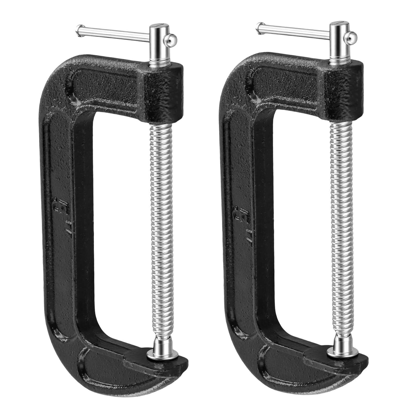 LEXININ 2 Pcs 5 Inch G Clamp, Jaw Opening 135mm Black Cast Iron C Clamps for Woodworking Welding Building