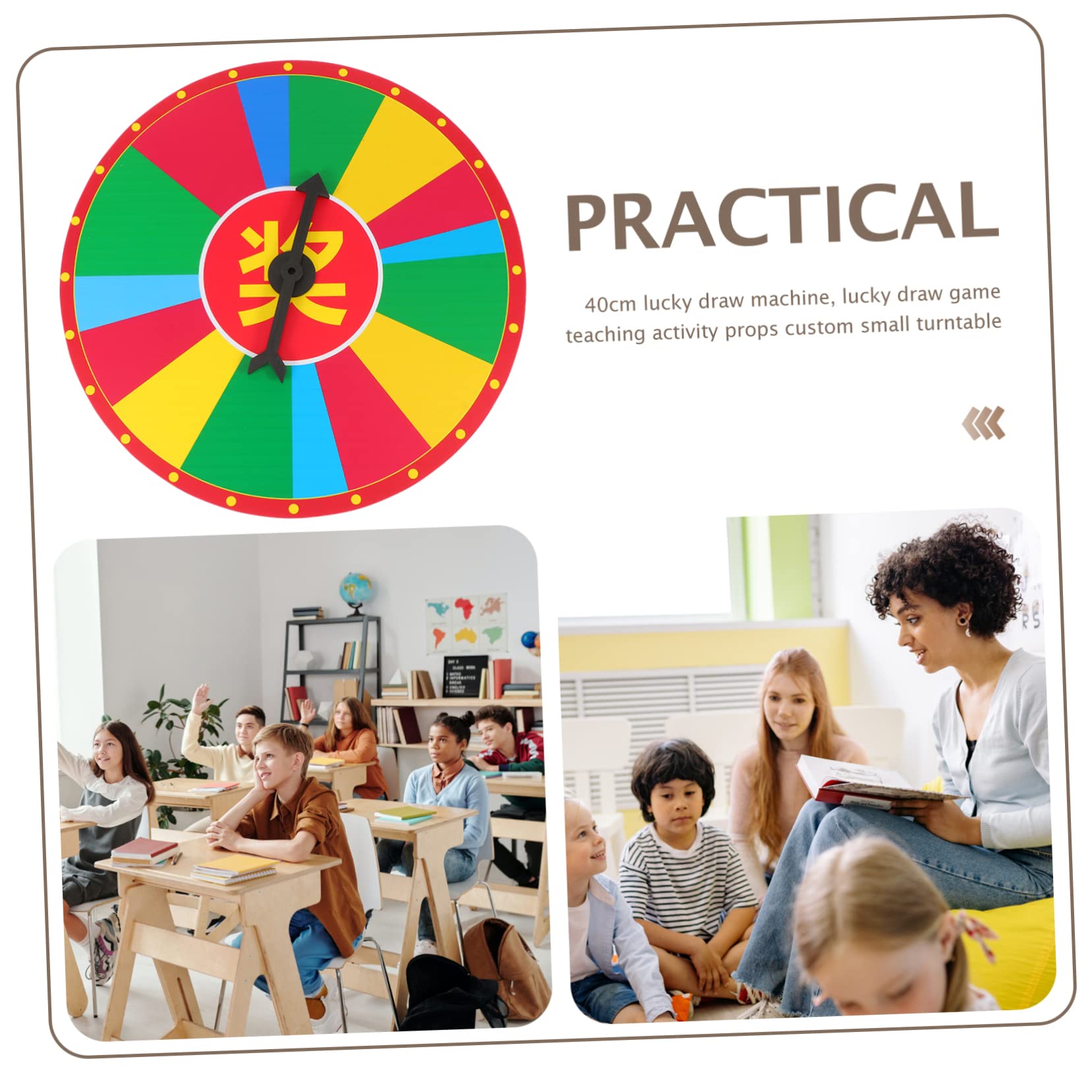 KICHOUSE 1Pc Prize Wheel Portable Turntable for Educational Spinning Game with Slots for Raffles and Classroom Activities