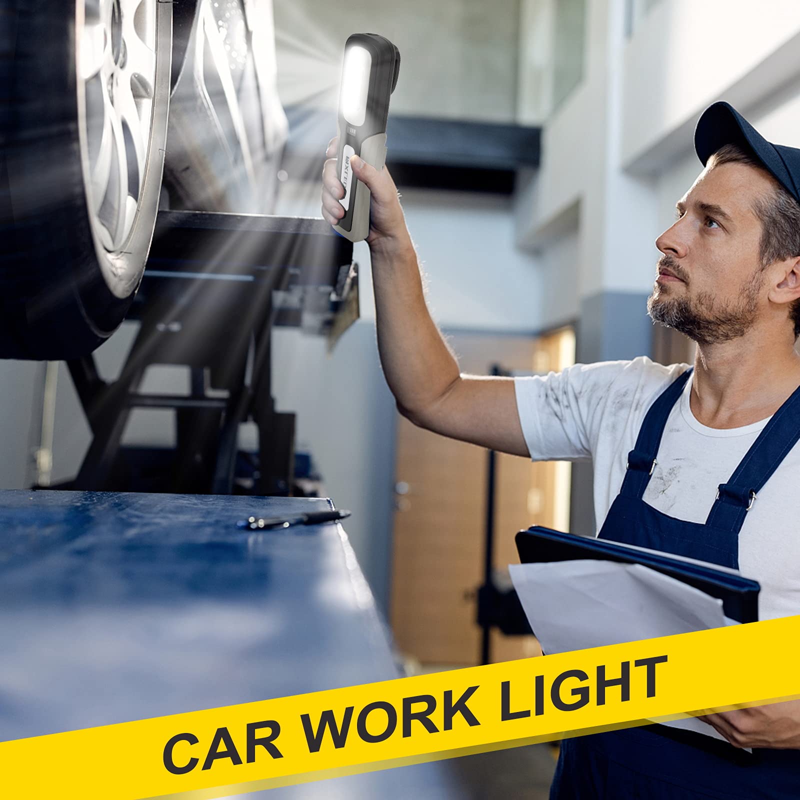 Lámpara de inspección de luz de trabajo: linterna LED magnética brillante recargable de 20 W con batería de 4500 mAh, 800 lúmenes, perfecta para mecánico de automóviles, taller